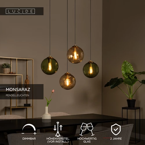 Lucide MONSARAZ - Pendelleuchten - 4xE27 - Grün - USP